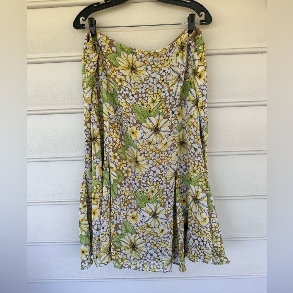 Sag Harbor Floral Midi Skirt - Yellow and Green